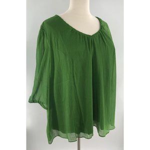 Dialogue 3/4 Sleeve V-Neck Georgette Top 3X
